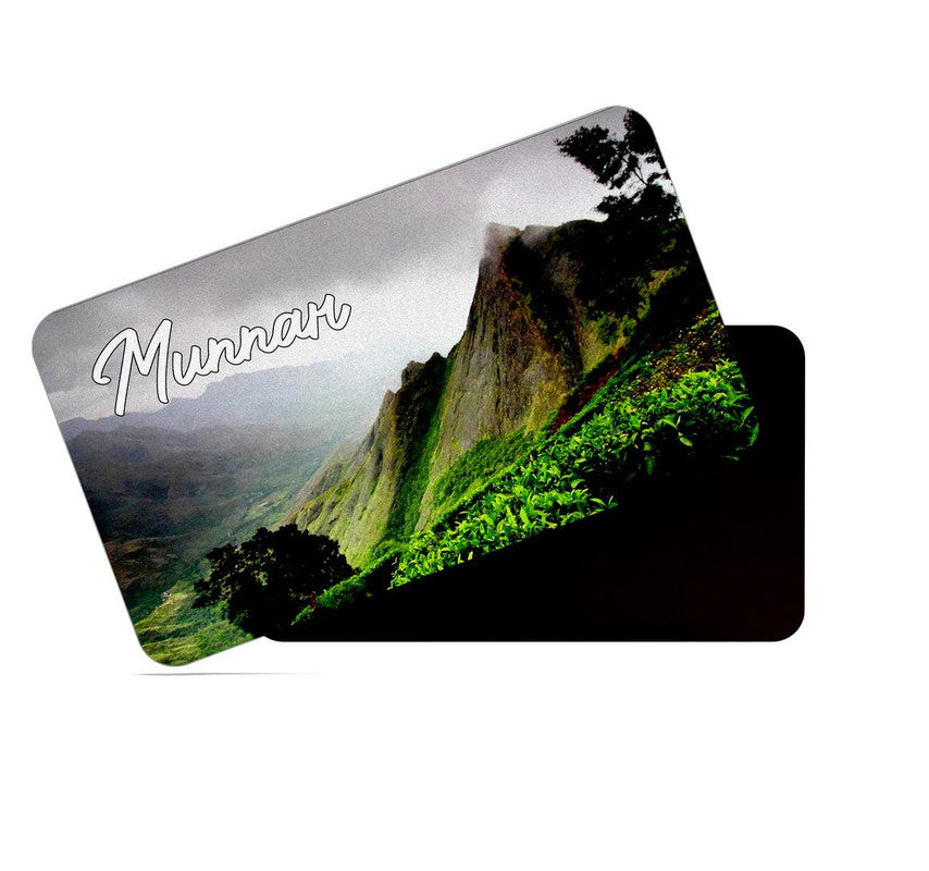 dhcrafts Rectangular Rubber Fridge Magnet / Magnetic Card Multicolor Kerala Munnar D2 Design Pack of 1 (8.6cm x 5.4cm)